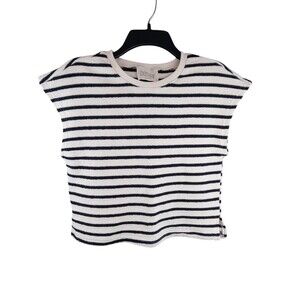 Benaar LA Allison Black Striped Sleeveless Crew Neck Sz Small Terrycloth Top